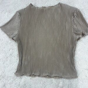 Shein Beige Short Sleeve Crop Top  Womens Size M  #142